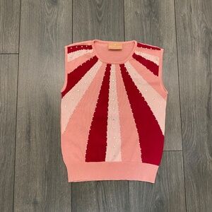Paula Cahen d'Anvers Pink Embellished Sweater Vest Size 1